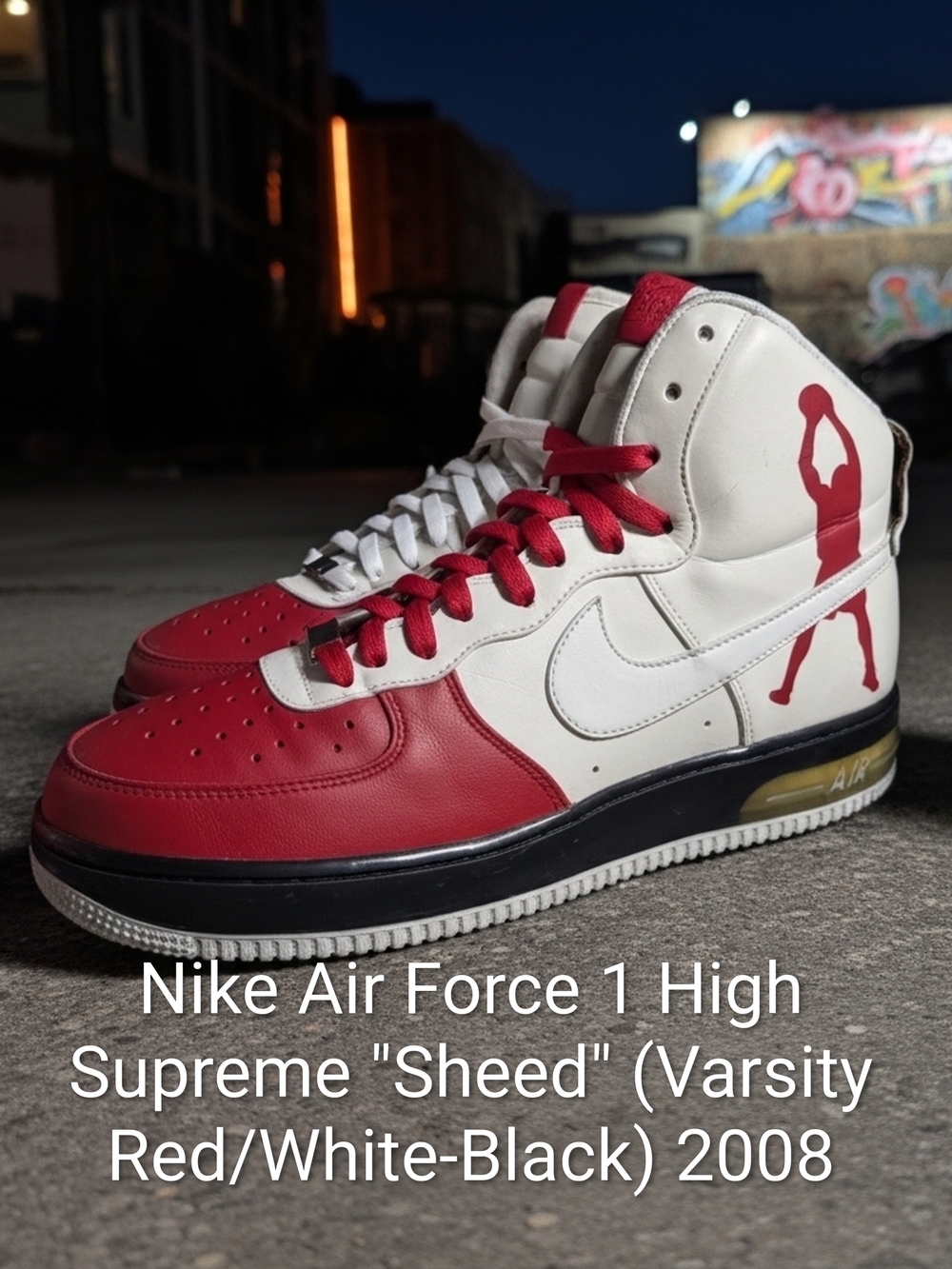 Nike Air Force 1 High Supreme "Sheed" (Varsity Red/White-Black) 2008 Mens 11 EUC